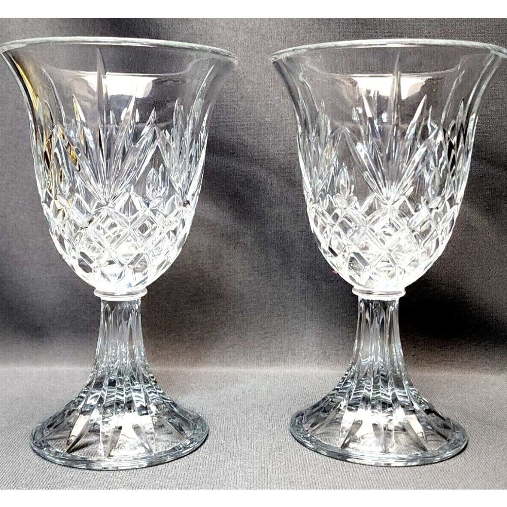 DePlomb 24% Lead Crystal Heavy Goblets / Glasses ~ Made In USA~ Unused~ Set of 2